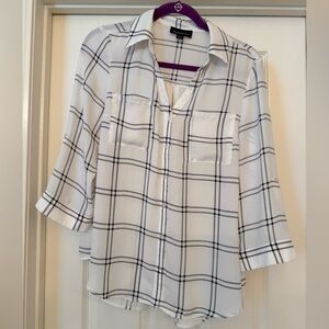 🤍 Fortune + Ivy Plaid Button-Down Blouse